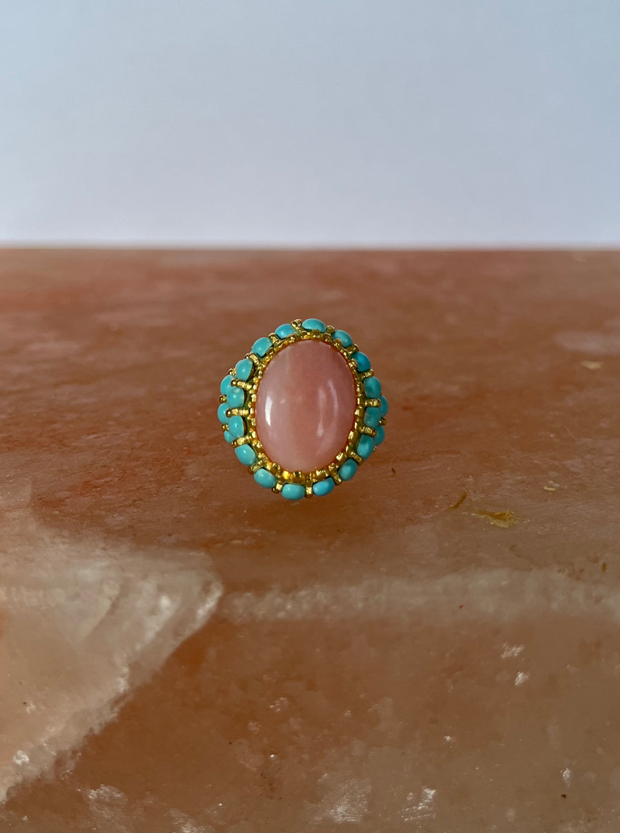 Pink Opal & Turquoise Ring