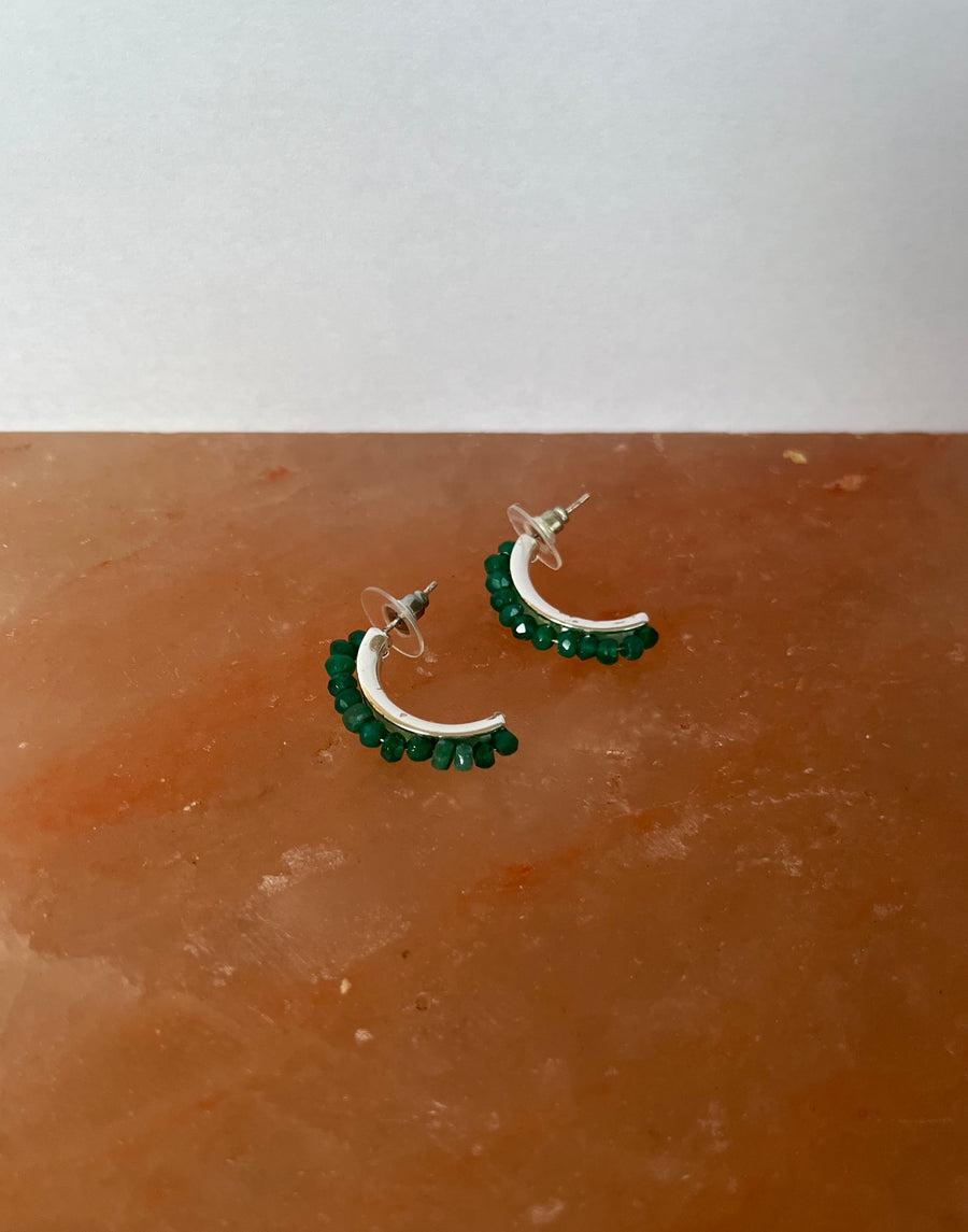 Green Onyx Earrings in Silver