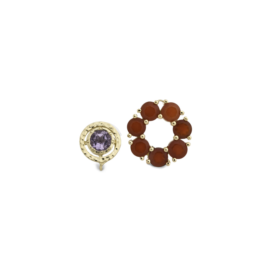 Detachable Red Onyx & Amethyst Small Bryony in Gold