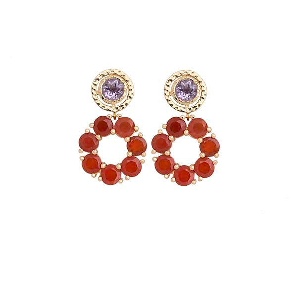 Detachable Red Onyx & Amethyst Small Bryony in Gold